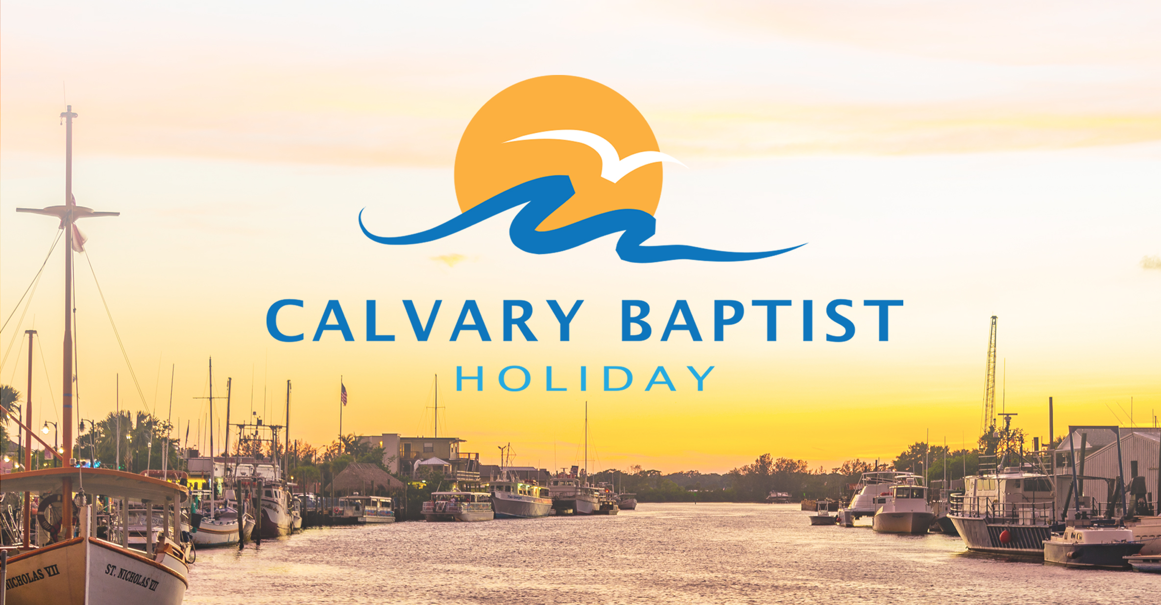 Calvary Baptist Church Holiday logo with Anclote River